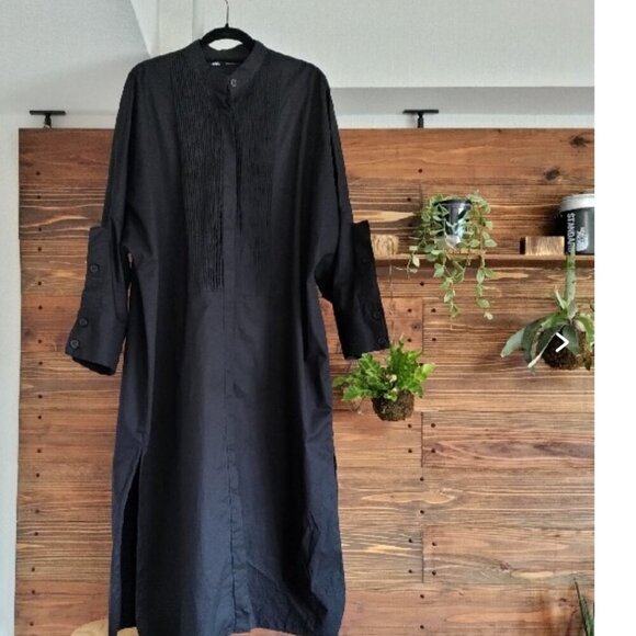 Zara Black Midi Poplin Pintuck Dress Size XS-S NEW WITH TAG! - Picture 4 of 4